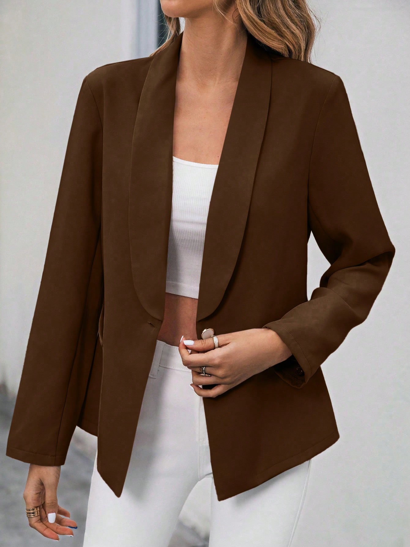 SHEIN Raffina Shawl Collar Single Button Blazer SHEIN EUR main 3